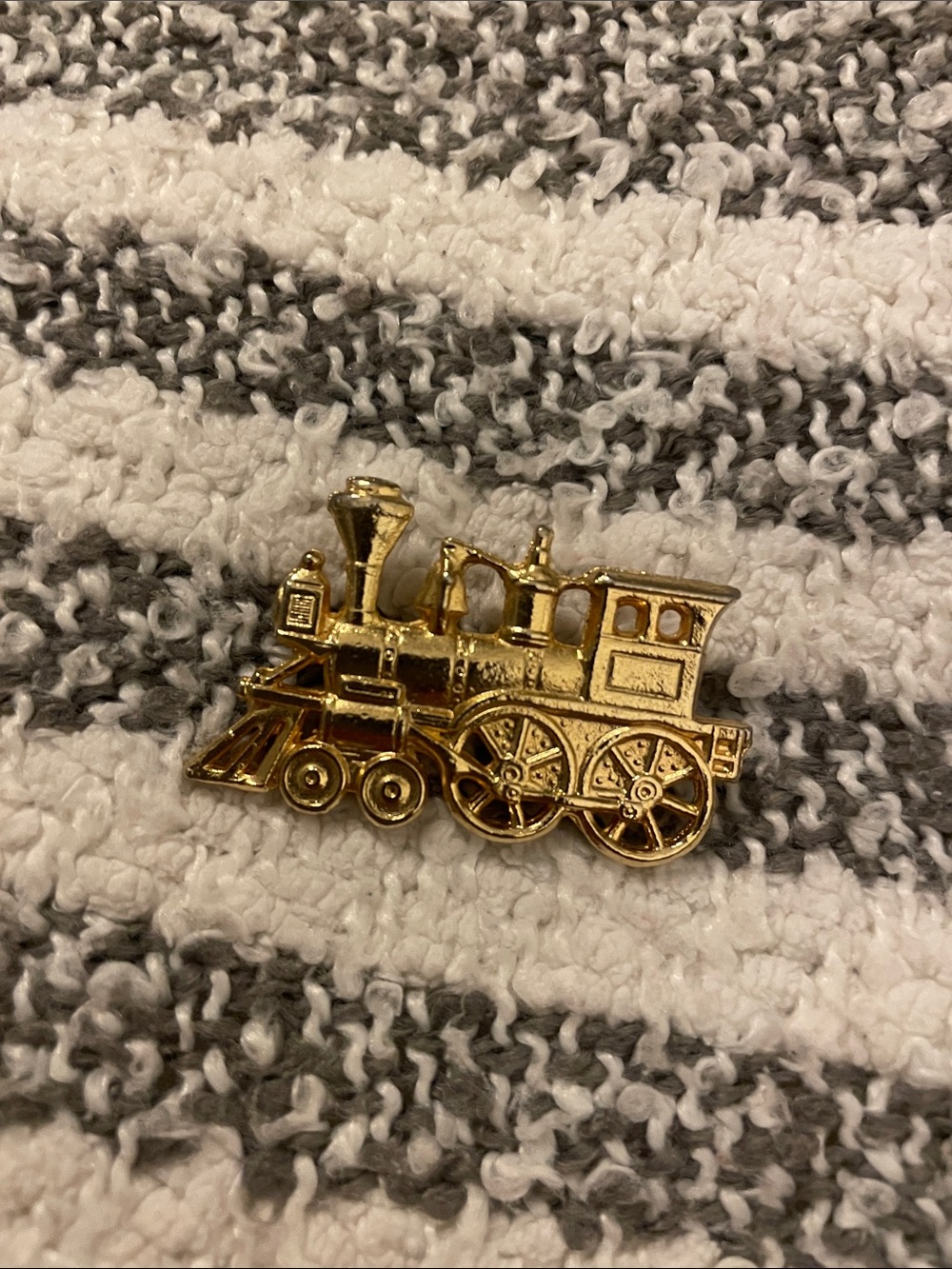 Vintage Gold-Tone Steam Locomotive Train Brooch